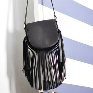 VEGAN LEATHER - Fringe crossbody bag purse faux BOHO flap bag bohemian western